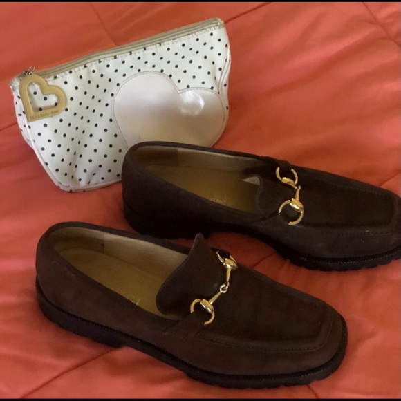 Gucci Shoes - Gucci Brown Horsebit Suede Loafers Flats